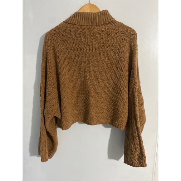 Revolve Line & Dot turtleneck sweater women S brown cable knit oversized boxy - Picture 4 of 6